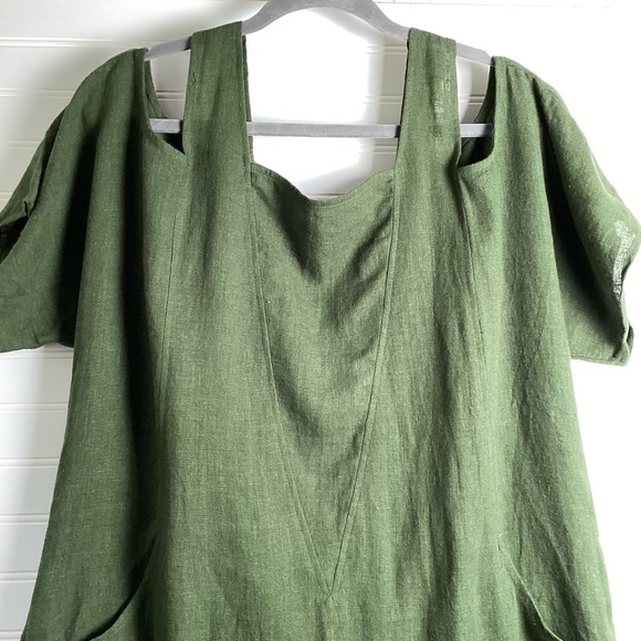 Soft Surroundings Emelia Dress Cold Shoulder Linen Blend Size Medium - Picture 7 of 9